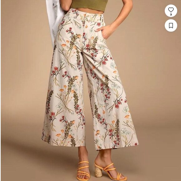 Free People Pants - Free People Menocra Wide Leg Pants - TAUPE COMBO - size 10 (runs small 8)